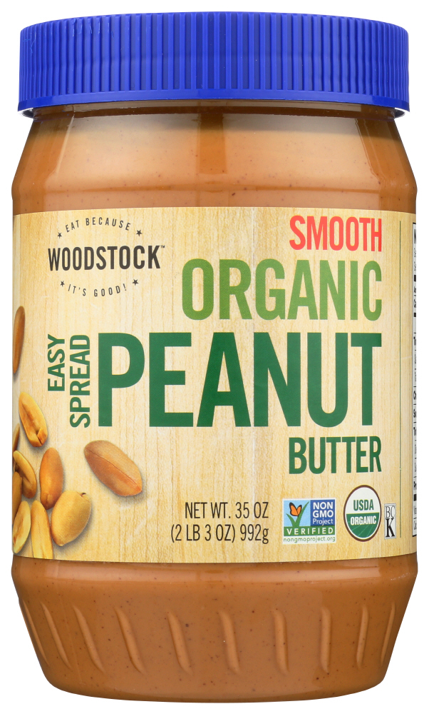 (12 Pack) Woodstock Organic Easy Spread Peanut Butter Smooth, 35 Oz.