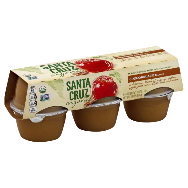 (12 Pack) Santa Cruz Organic Fruit Sauce, 4 Oz. Organic Apple Cinnamon Sauce, 6 Each