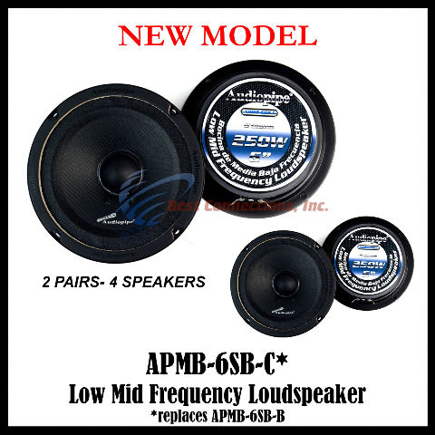 (4) AUDIOPIPE APMB-6SB-C TWO PAIR 6-6.5" SEALED BACK FULL RANGE LOUD SPEAKER MID