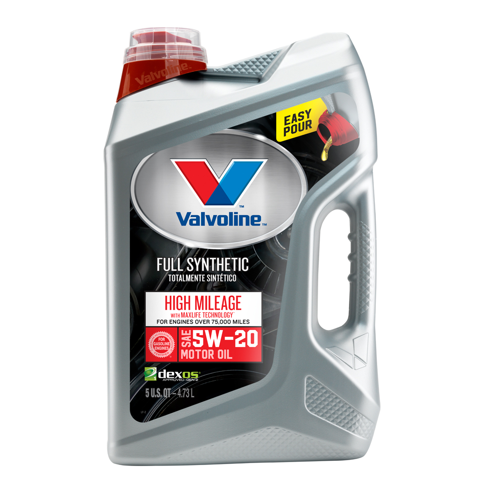 (3 Pack) Valvoline Full Synthetic High Mileage with MaxLife Technology SAE 5W-20 Motor Oil - Easy Pour 5 Quart