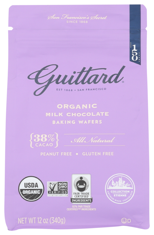 (8 Pack) Guittard Organic Milk Chocolate Baking Wafers, 38% Cacao, 12 Oz. Bag