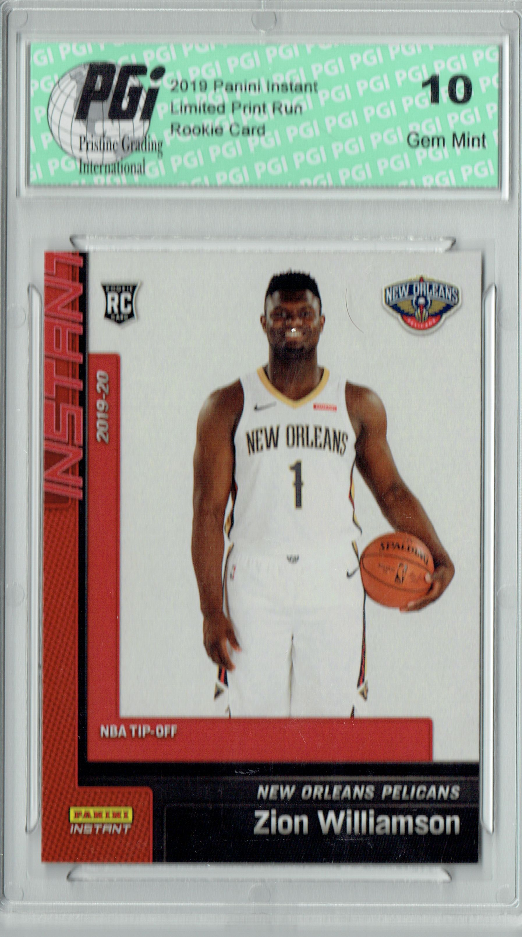 Zion Williamson 2019 Panini Instant #13 Tip-Off 1/1952 Made Rookie Card PGI 10