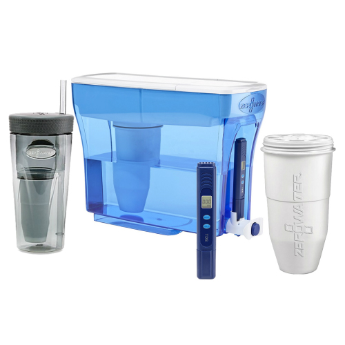 Zero Water 23-Cup Ion Exchange Water Dispenser Pitcher w/ 1 Replacement Filter & Portable Tumbler Combo