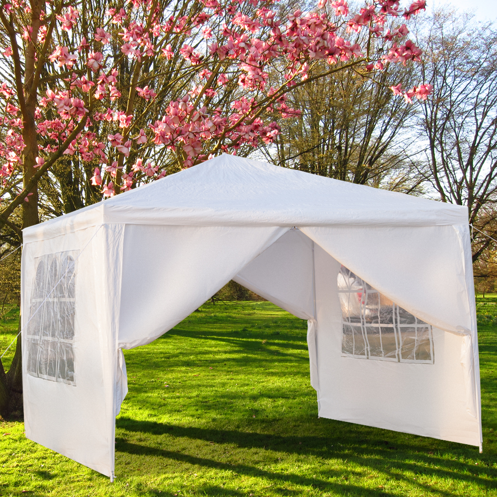 Zimtown 10' x 10' Canopy Tent Party Wedding Tent BBQ Pavilion Canopy Cater Events with 4 Side Walls