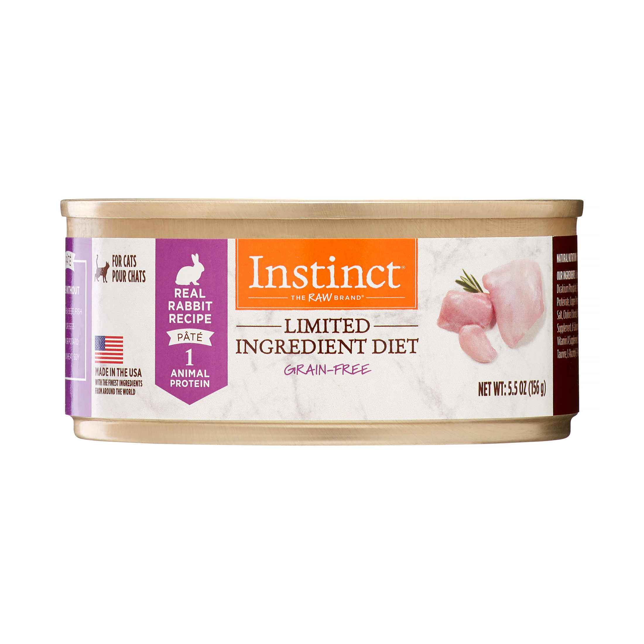(Case of 12) Instinct Limited Ingredient Diet Grain-Free Real Rabbit Recipe Natural Wet Canned Cat Food by Nature's Variety, 5.5 oz. Cans