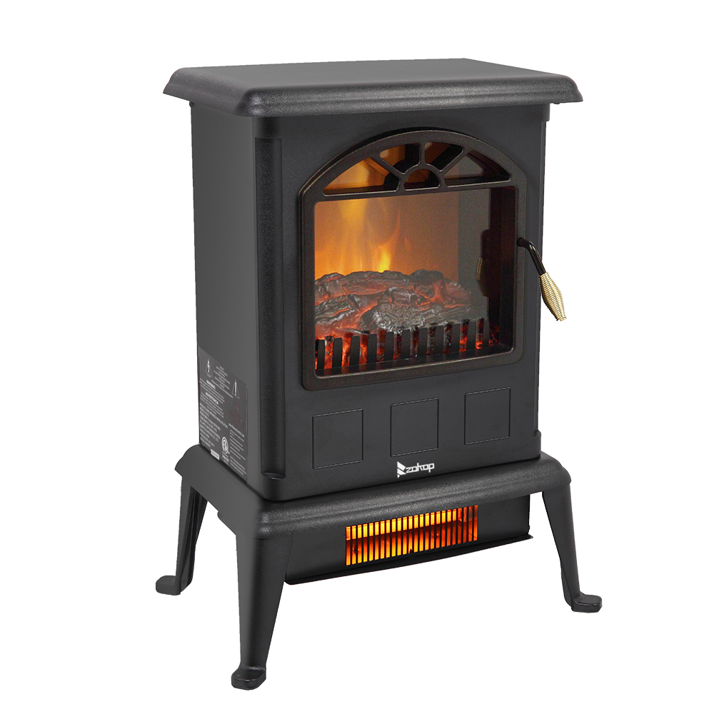 Zimtown 1000W/1500W Electric Fireplace Wood Stove Heater Portable Freestanding,ETL Certified