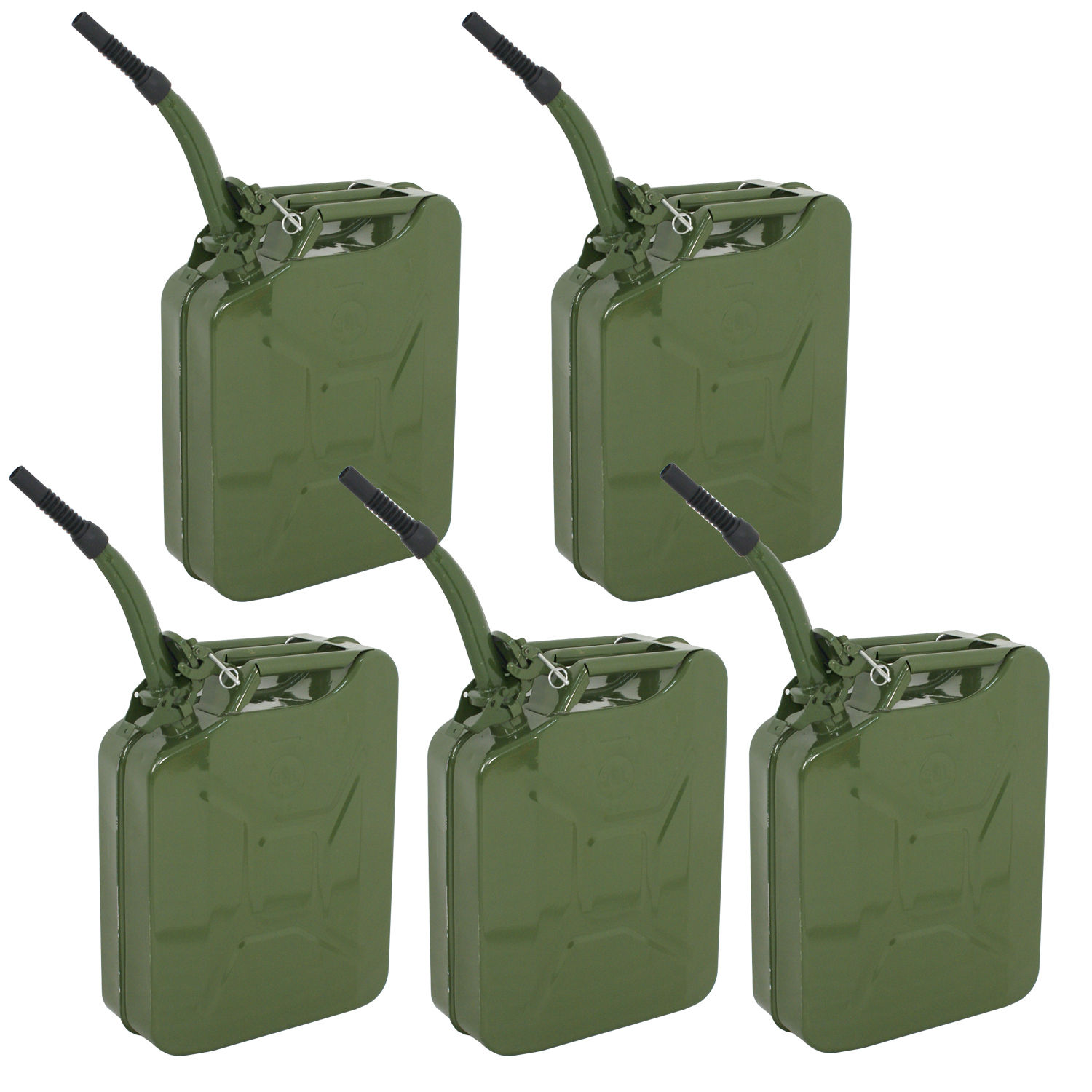 ZENY 5PCS Jerry Can 5 Gallon 20L Fuel Steel Tank Nato Style Extension Spout Neck Gasoline Storage