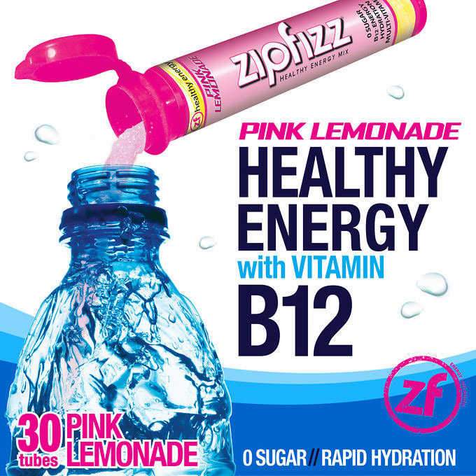 Zipfizz Healthy Energy Drink Mix, 30 Tubes-Pink Lemonade