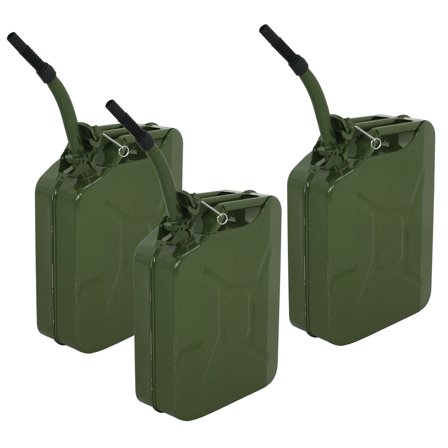 Zeny 3PCS Jerry Can 5 Gallon 20L Fuel Steel Tank Nato Style Extension Spout Neck Gasoline Storage