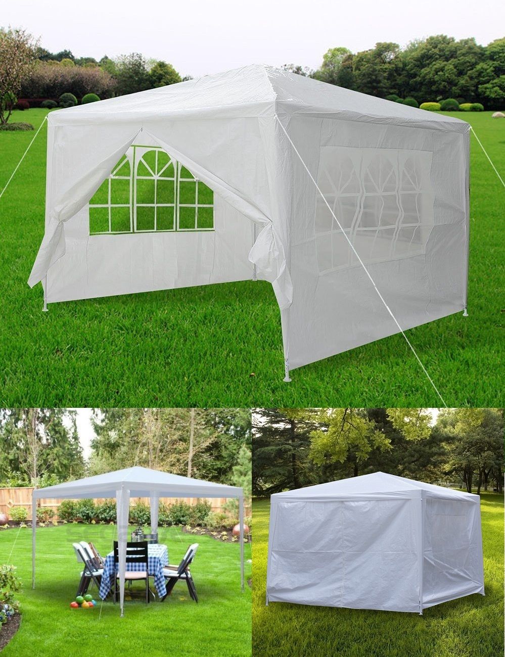 Zeny 10' x 10' White outdoor Wedding Party Tent patio Gazebo Canopy with Side Walls