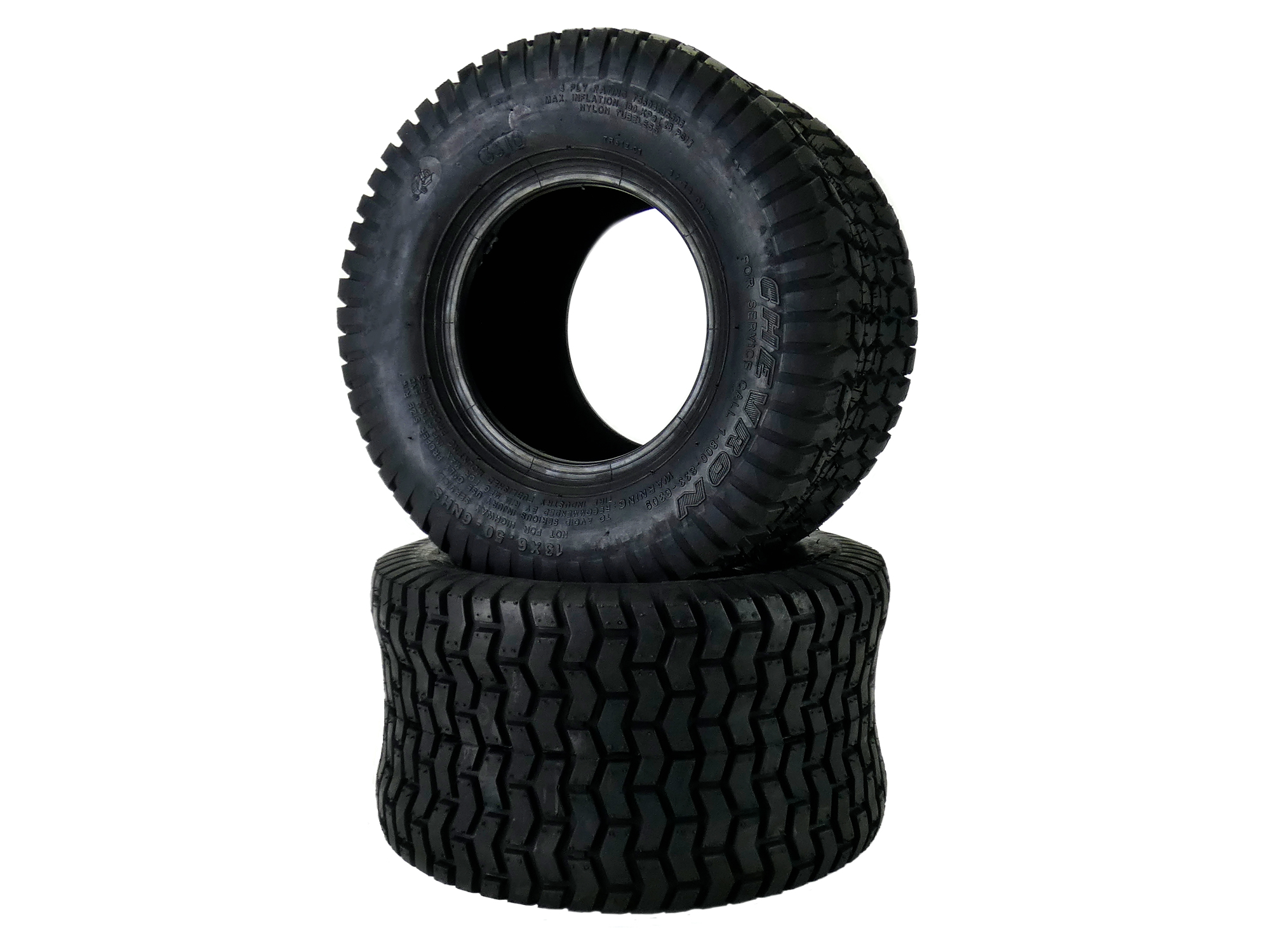 (2) 13x6.50-6 Chevron Tires 4 Ply for Lawn and Garden Tractor