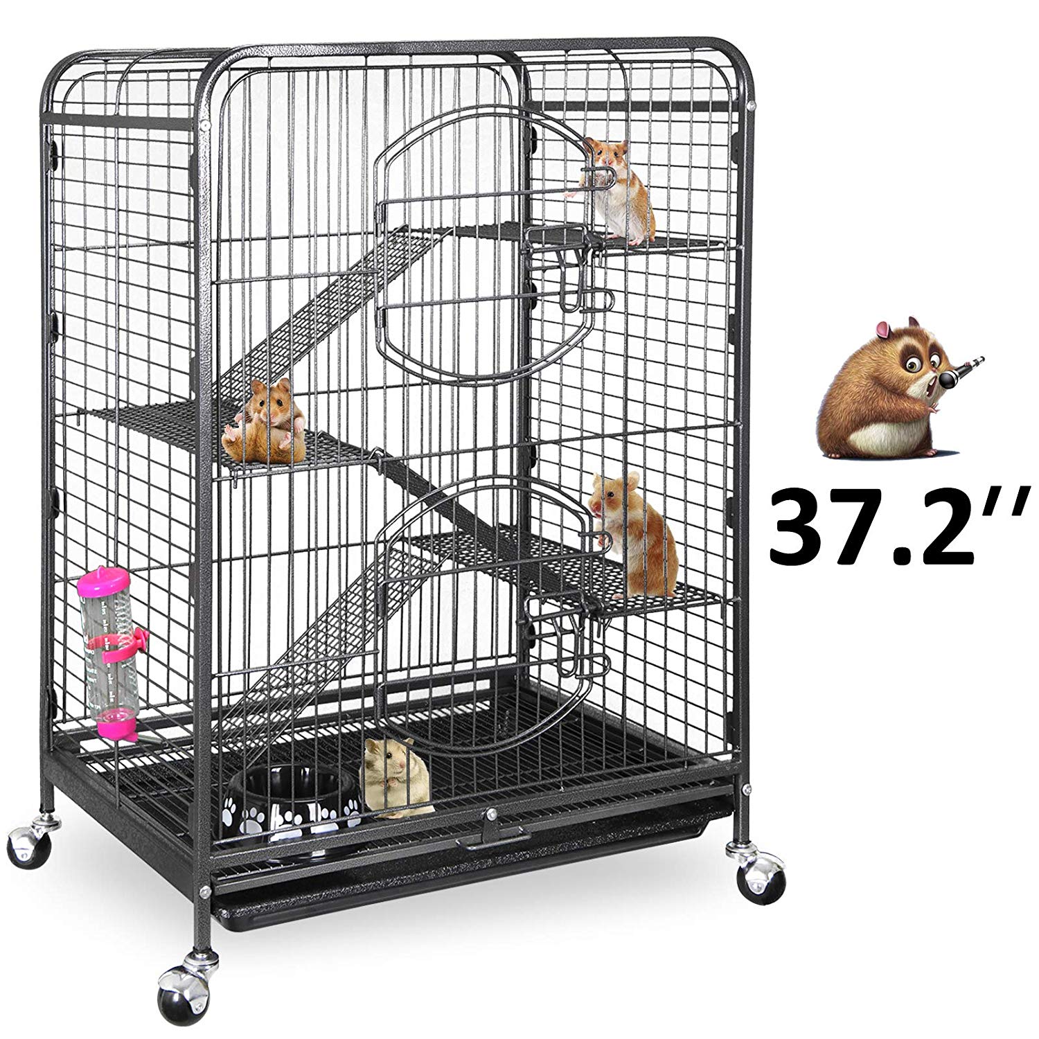 ZENSTYLE 37" Ferret Cage Rabbit Guinea Pig Chinchilla Rat Small Animal House 4 Levels