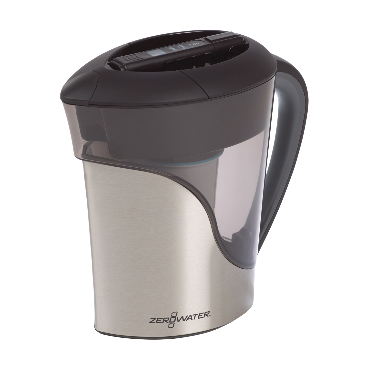 ZeroWater® 11 Cup Stainless Steel Ready-Pour® Filtered Water Pitcher