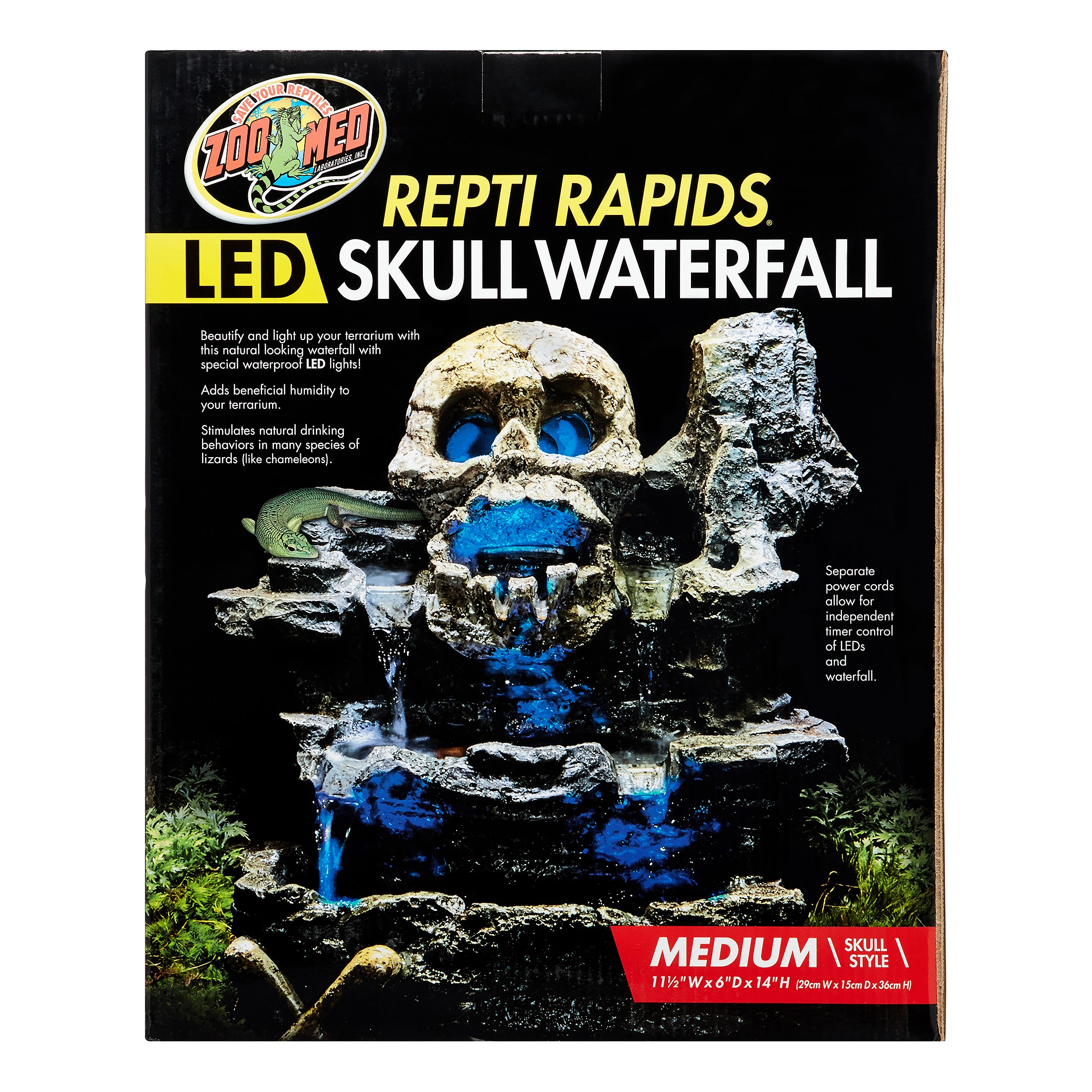 Zoo Med Repti Rapids LED Skull Terrarium Waterfall, Medium