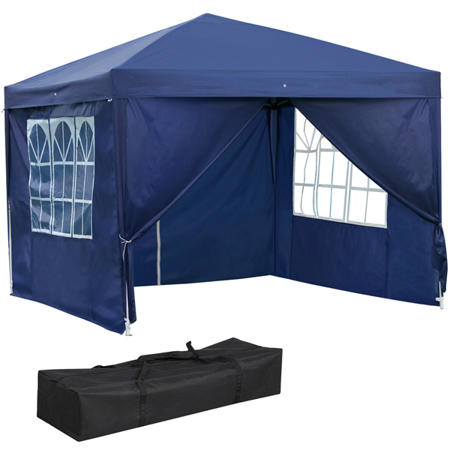 Zimtown Outdoor Easy Pop Up Tent Party Canopy Gazebo with 4 Walls 10' x 10' Blue