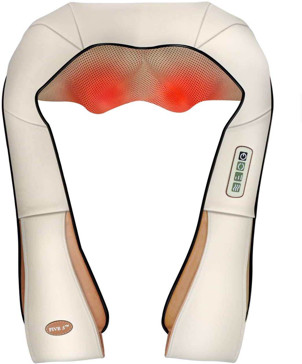"Happyline" Deep Tissue 3D Kneading Shiatsu Neck, Shoulder, Back, Leg and Foot Massager Pillow with Heat, Beige