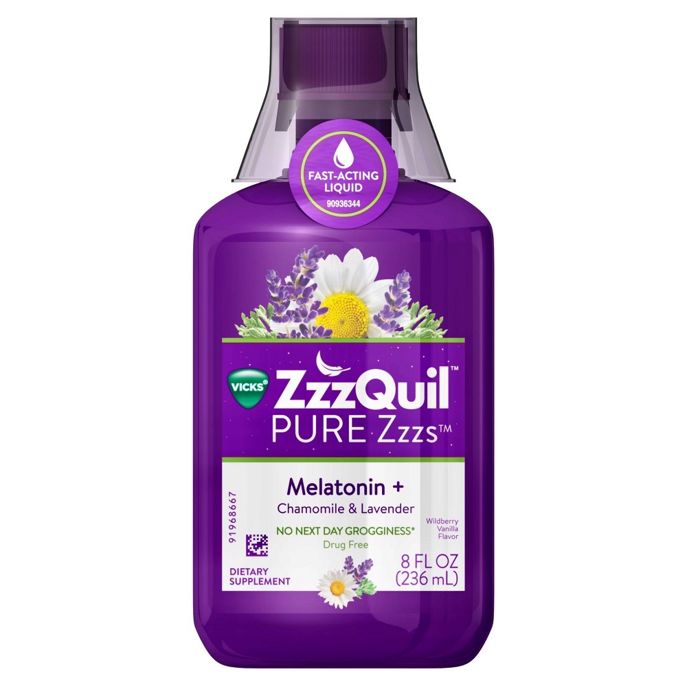 ZzzQuil Pure Zzzs Melatonin + Chamomile & Lavender Sleep Aid Liquid (Pack of 20)