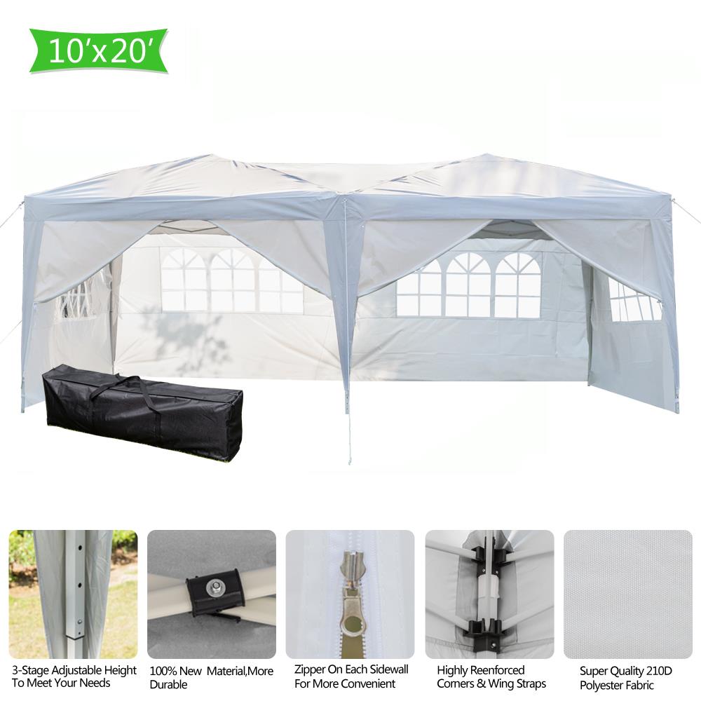 Zimtown 10' x 20' Pop-up Canopy Tent Instant Practical Waterproof Folding Tent w/6 with Carry Bag White