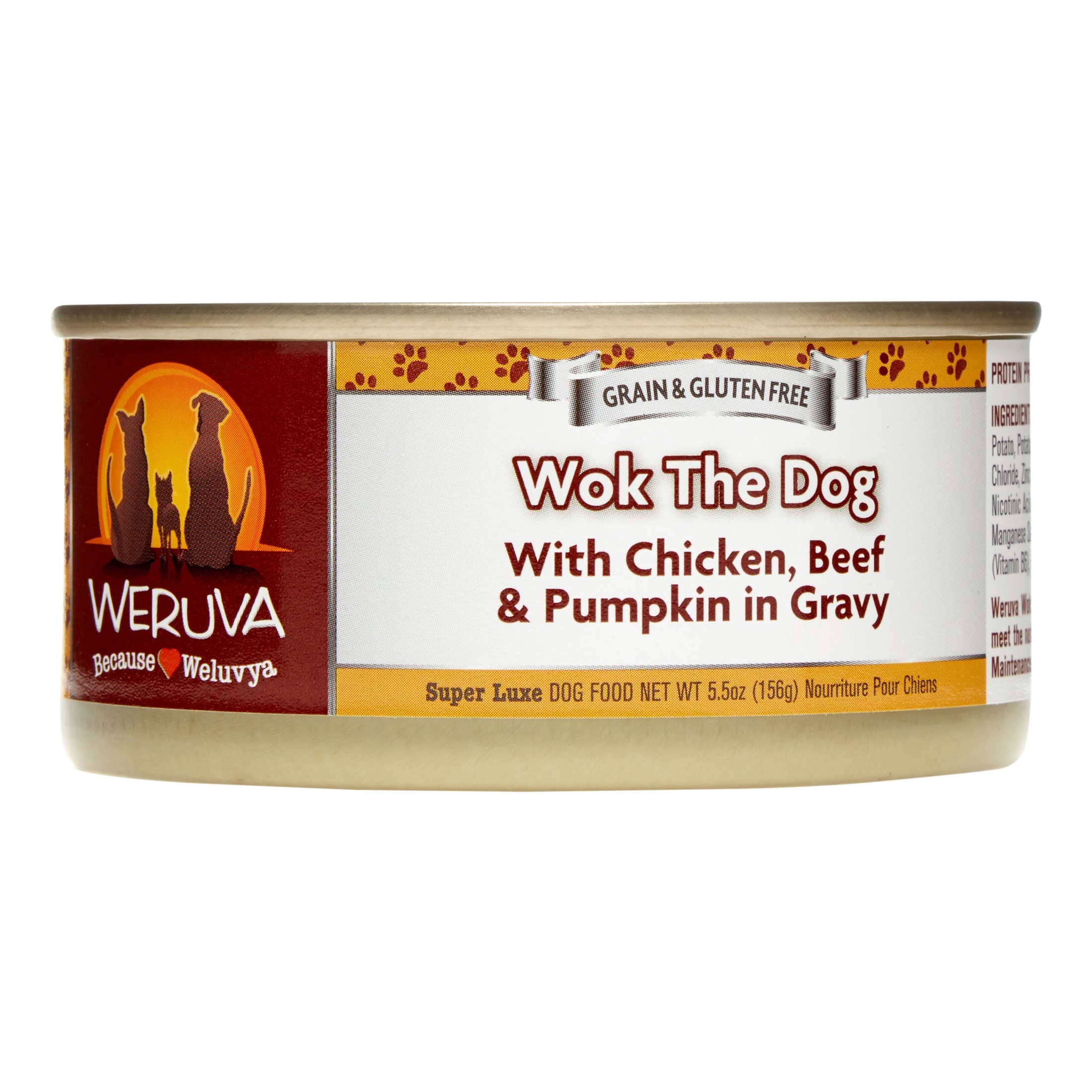 (24 Pack) Weruva Human Style Wok the Dog with Chicken, Beef, & Pumpkin Wet Dog Food, 5.5 oz. Cans