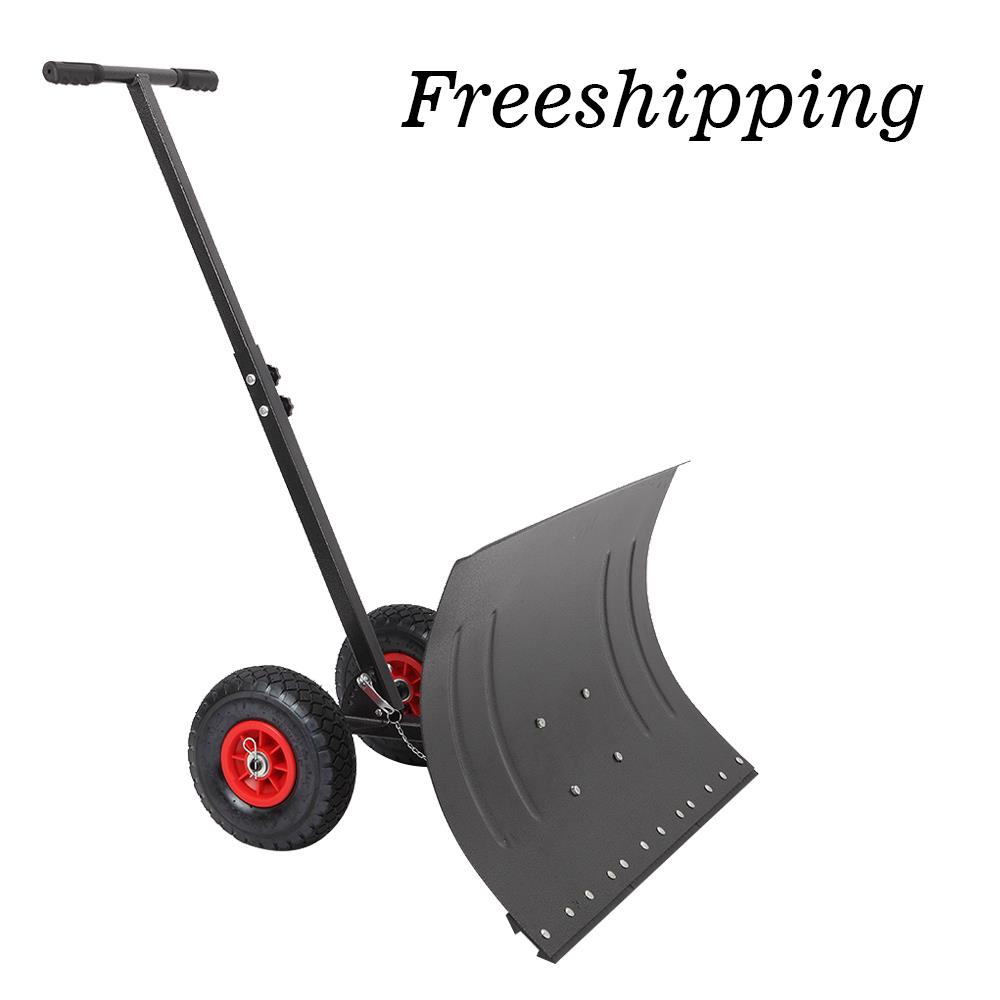 Zimtown Adjustable Wheeled Snow Pusher Wheeled Snow Shovel, Efficient Snow Removal Tool