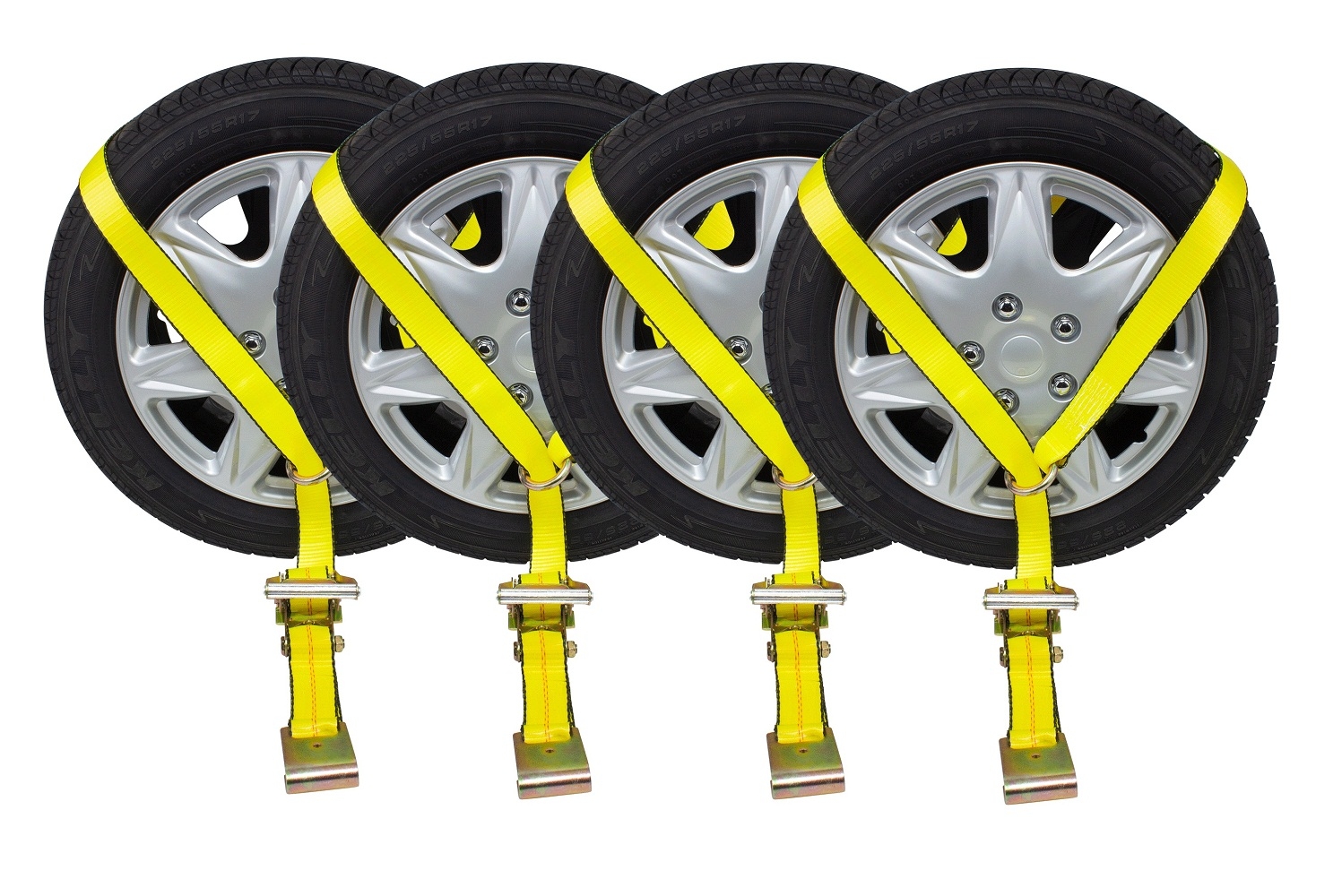 (4 Pack) 2"x10' Lasso Ratchet Strap Flat Hook Wheel Net Auto Tow Towing Tie Down