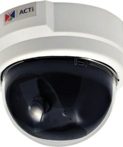 B00DF081CQ ACTi E51 1MP Indoor Dome Camera with Basic WDR, Fixed Lens, f2.8mm/F2.0 (HOV:77.5?), 700 TV Lines, 1/4" Sensor, 77.5?H x 43?V Viewing Angle, 0?-330? Pan, 0?-180? Tilt, H.264, 720p/30fps, DNR, PoE