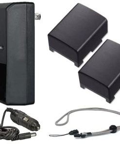 B008EY36MI High Capacity 'Intelligent' Batteries (2 Units) + AC/DC Travel Charger Compatible with Canon FS400 + Krusell Strap