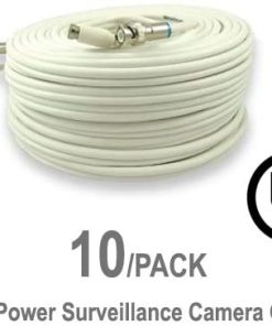 B00C7CW0G6 10 Pack UL Listed 60 ft Feet Professional Grade RG59 siamese combo cable for TVI, CVI, AHD and HD-SDI camera system with BNC connectors and 2.1mm power jack for plug and play connections