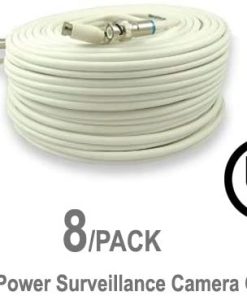 B00C7CXHSQ 8 Pack UL Listed 100 ft Feet Professional Grade RG59 siamese combo cable for TVI, CVI, AHD and HD-SDI camera system with BNC connectors and 2.1mm power jack for plug and play connections