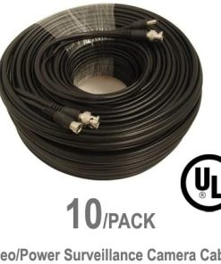 B00C7CMYNK 10 Pack UL Listed 25 ft Feet Professional Grade RG59 siamese combo cable for TVI, CVI, AHD and HD-SDI camera system with BNC connectors and 2.1mm power jack for plug and play connections