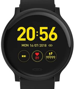 B092TJG3SD Pomety V15C Ultra-Thin Body Temperature Watch Heart Rate Blood Pressure Health Waterproof Sports Pedometer Bluetooth Smart Watch (Color : Black)