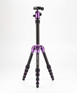 B00BETIUOO MeFOTO BackPacker Classic Lightweight 51.2" Aluminum Travel Tripod Kit w/Case, Twist Locks, Double Action Ballhead w/Arca Swiss Plate - Purple (A0350Q0P)
