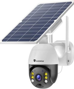 B093CZD57B Solar Home Security Camera Outdoor Wireless WiFi with 64G TF Card Colorful Night Vision, 18000mAh Battery, Non-Stop, Motion Detection, PT, 2-Way Audio, Spotlight, Siren,Weather Proof