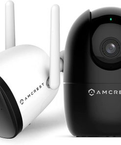 B0933N4Q1R Amcrest 1080P PTZ WiFi Camera w/ 2-Way Audio ASH21-B & Smart Home 2MP Bullet IP Security Camera Outdoor Wireless, Built-in Mic, ASH22-W (Wired Power)
