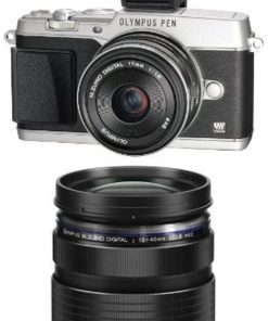 B00PFDKZUW Olympus E-P5 (Silver with Black Trim) with 17mm and 12-40mm Lens