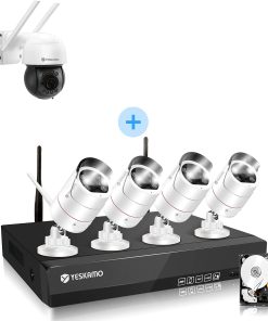 B094Q5NPN4 3MP Ultra-HD WiFi Security Camera System with 1x Add-on PTZ Camera, 8CH Home Video Surveillance System 1TB Hard Drive, Floodlight & 2 Way Audio & Siren Alarm