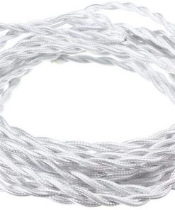 B0946KTVCS DETOAM 20.75mm Vintage Twisted Electrical Wire Beige Textile Cable Edison Vintage Lamp Cord Braided Retro Pendant Light Lamp Wire 10M (Color : White, Size : 20m)