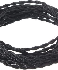 B0946HR3XT DETOAM 20.75mm Vintage Twisted Electrical Wire Beige Textile Cable Edison Vintage Lamp Cord Braided Retro Pendant Light Lamp Wire 10M (Color : Black, Size : 20m)