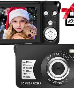 B094MLCYQL Digital Camera,30MP Compact Camera,2.7 inch Pocket Camera,Rechargeable Small Digital Camera for Kids,Students,School,Children,Photography with 8X Zoom 32GB SD Card Included