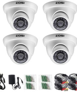 B00LHK2KAA ZOSI 4 Pack 1/3" 3.6mm 1000TVL 960H Colorful Night Vision Dome CCTV Home Security Camera With IR Cut Filter 24PCS Infrared IR Lens IP66 Waterproof Level Surveillance System W/CCTV Cable