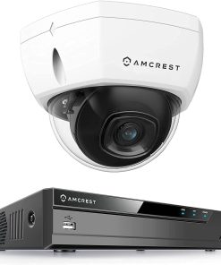 B09345641S Amcrest 4K Security Camera System w/ 4K 8CH PoE NVR, (1) x 4K (8-Megapixel) IP67 Weatherproof Metal Dome POE IP Cameras (3840x2160), 2.8mm Wide Angle Lens, NV4108E-IP8M-2493EW1 (White)