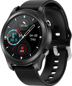 B094JKFLWF QFSLR Smart Watch Heart Rate Blood Pressure Sleep Body Temperature Fitness Tracker Calorie Pedometer Sports Tracker Men's and Women's Smart Watch,Black