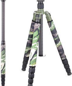 B0946K3ZSH Carbon Fiber Tripod-RT75CG Super Professional Tripod Monopod Heavy Duty Compact Stand Support with Green Gamouflage Tripod Leg Covers for Digital DSLR Camera, max Load 25kg/55lb