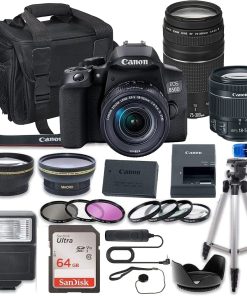 B094TGYRW4 Canon EOS 850D (Rebel T8i) DSLR Camera Bundle with 18-55mm STM & 75-300mm III Lens Bundle + 64GB High Speed Memory Card + Accessory Kit