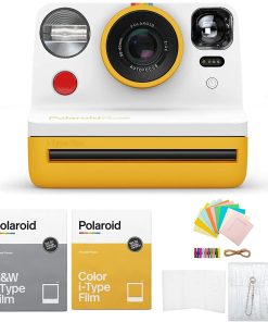 B0931VCLTH Polaroid Originals Now Viewfinder i-Type Instant Camera Yellow Bundle w/Color & B&W Instant Film & Polaroid Accessory Kit (4 Items)