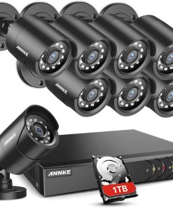B00L3W2QJ2 ANNKE 5MP Lite Security Camera System Outdoor 8 Channel H.265+ DVR and 8X1920TVL IP66 Weatherproof Home CCTV Cameras, Smart Playback, Instant Email Alert with Images, 1TB Hard Drive - E200