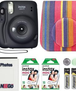 B093TJT2QW Fujifilm Instax Mini 11 Camera with Case, Fuji Instant Film (20 Sheets) and Photo Album (Charcoal Grey)