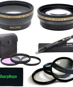 B00N2ZO3EY 67mm Multi Coated 3 Piece Digital Filter Kit (UV-CPL-FLD) + Close-Up Macro Filter Set +1 +2 +4 +10 + 0.43x Professional HD Auto Focus Wide Angle Lens with Macro & Pro Series 2.2x High Definition AF Telephoto Lens + Lens Cleaning Pen + Sharpbuys Microfiber Cloth