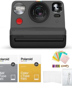 B092XLJ8BP Polaroid Originals Now Viewfinder i-Type Instant Camera (Black) Bundle w/Color & B&W Instant Film & Polaroid Accessory Kit (4 Items)