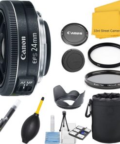B00XIOX2VE Canon EF-S 24mm f/2.8 STM Wide Angle 33rd Street Pancake Lens Bundle for Canon DSLR Cameras